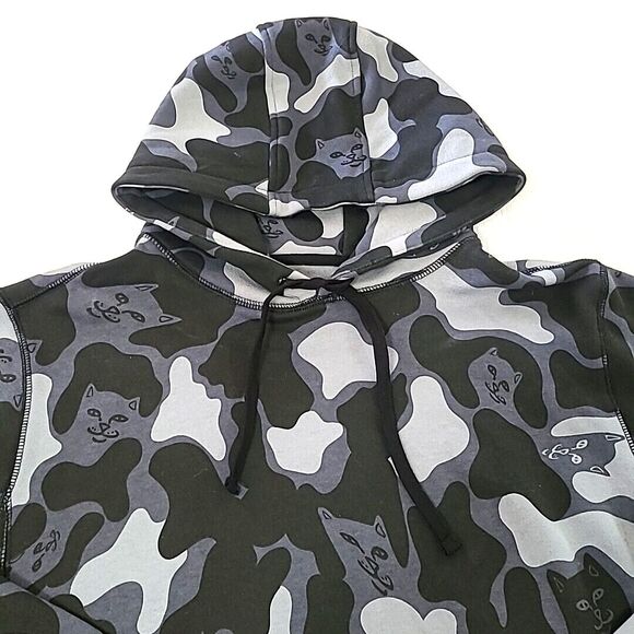 S Ripndip Gray Camo Lord NERMAL Cat pull Over Hoodie Camouflage NEW W Tag SMALL - Picture 3 of 11
